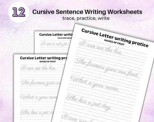 Cursive Handwriting Practice Worksheets for Kids