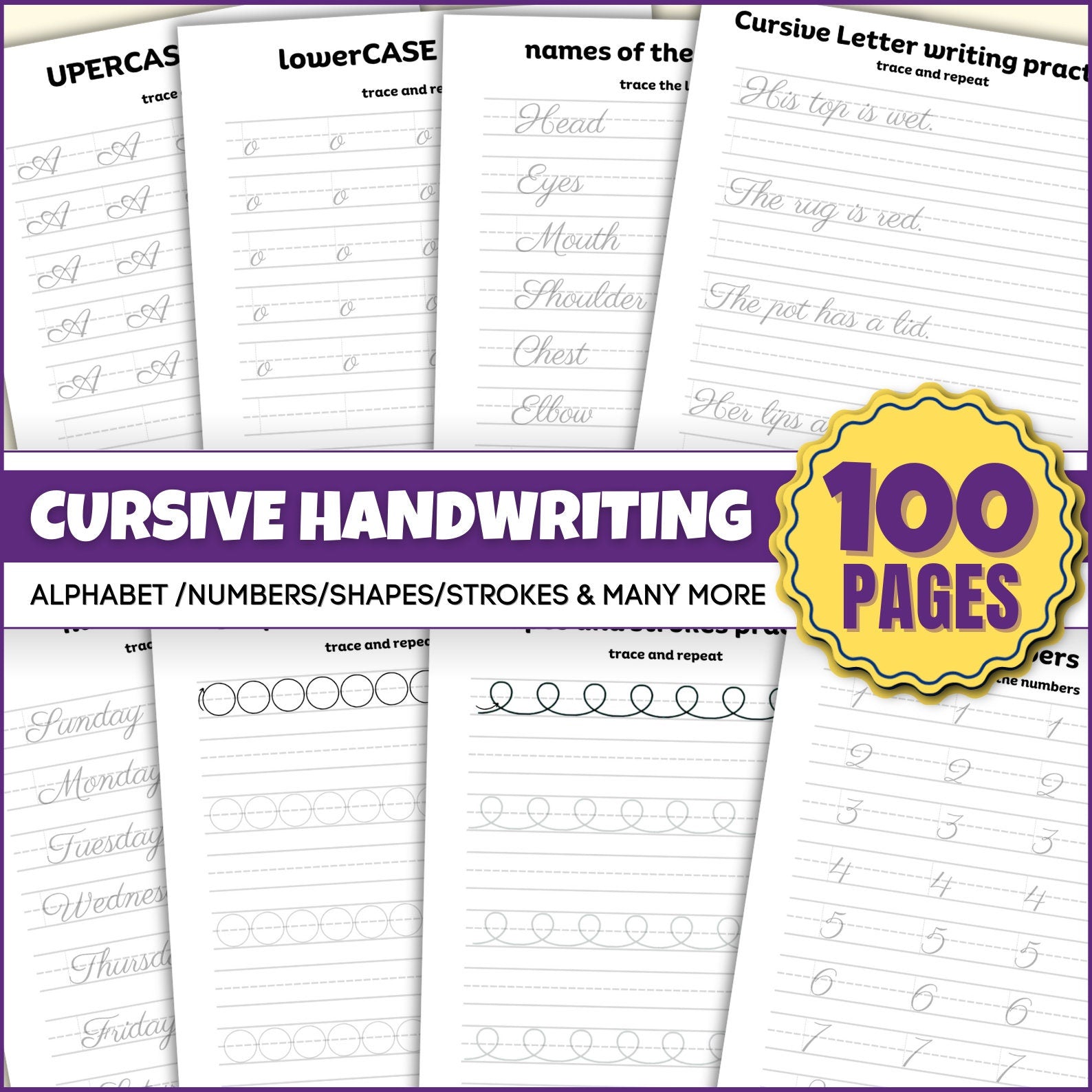 Cursive Handwriting Practice Worksheets for Kids