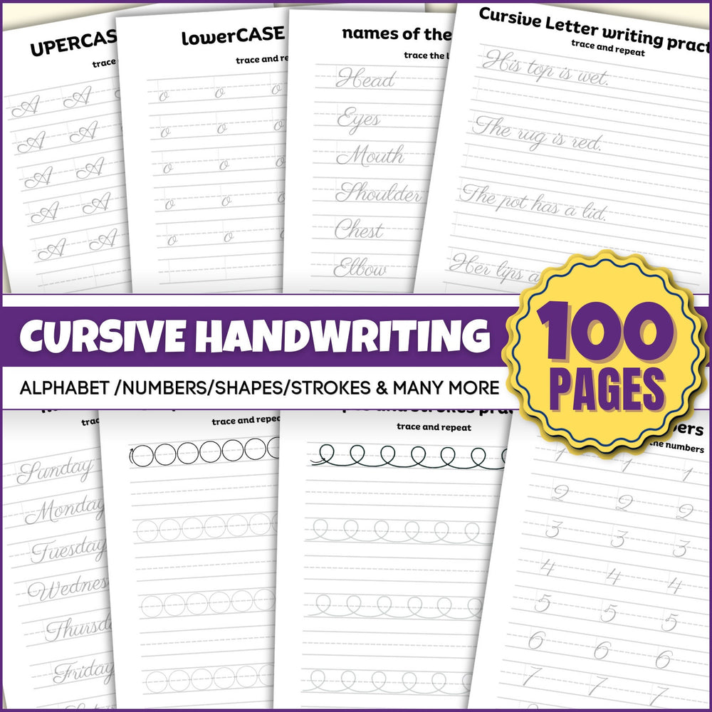 Cursive Handwriting Practice Worksheets for Kids