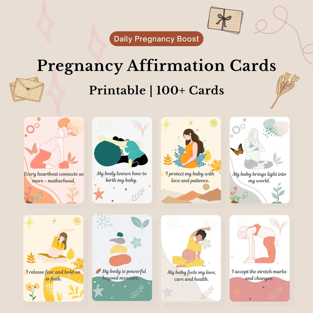 Pregnancy healthy baby Affirmation Digital - Pregnancy Affirmation Card Printable - Birth Affirmation Printable - Pregnancy Affirmation Art - New Mom