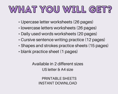 Cursive Handwriting Practice Worksheets for Kids