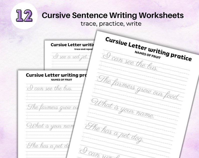 Cursive Handwriting Practice Worksheets for Kids