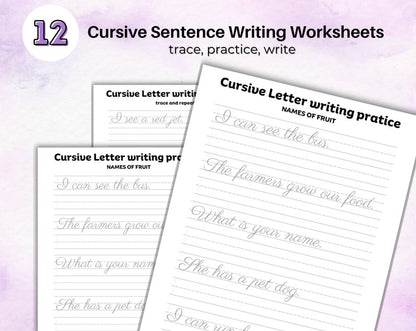 Cursive Handwriting Practice Worksheets for Kids