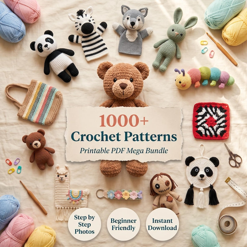 1000+ Crochet Patterns Bundle, Amigurumi PDF Designs