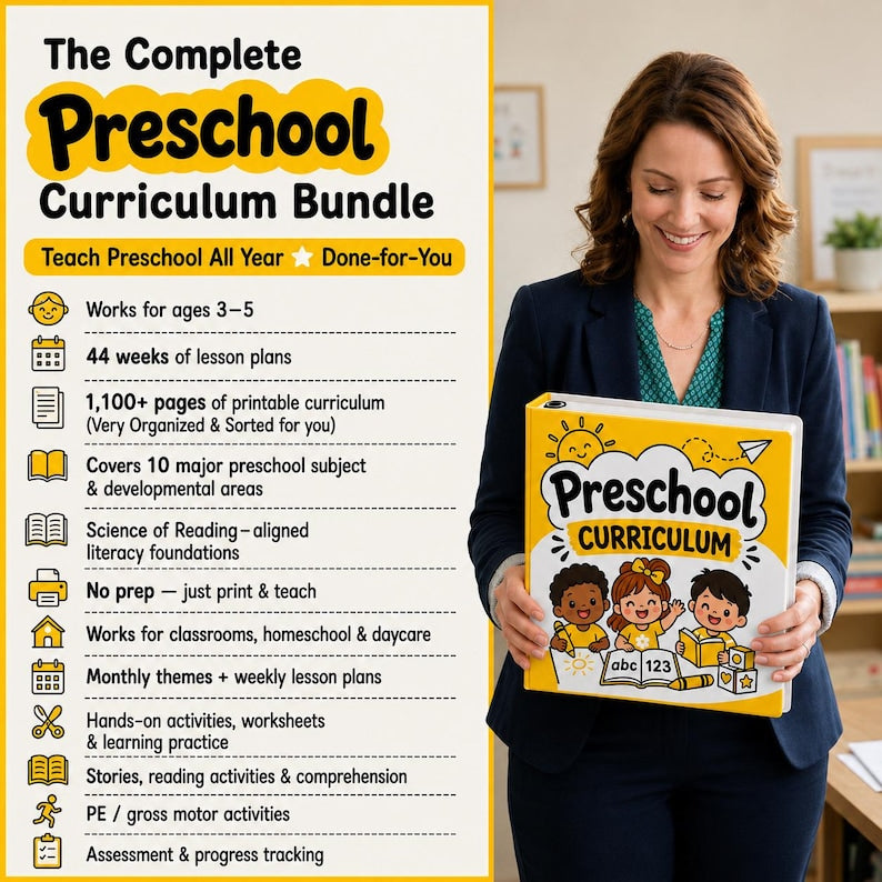Preschool Curriculum Full Year | PreK Bundle 1200+ Pages