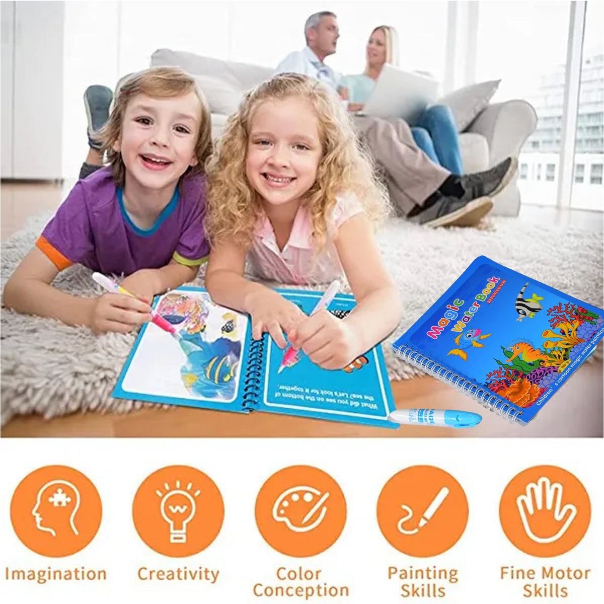 Magic Water Coloring Book  Reusable Mess-free Fun For Kids  Inventive Play