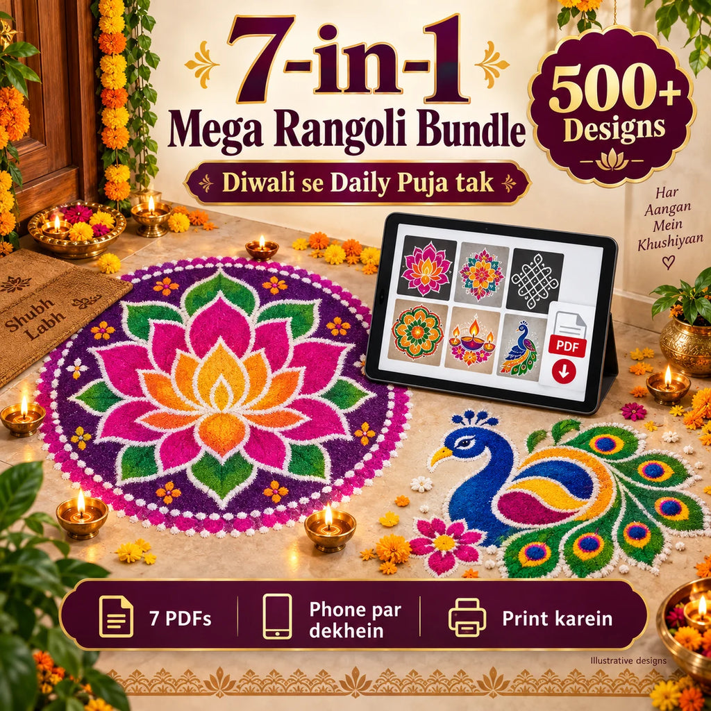 Mega Diwali Rangoli Collection 2026 – 500+ Step-by-Step Rangoli Designs (Instant PDF Download)